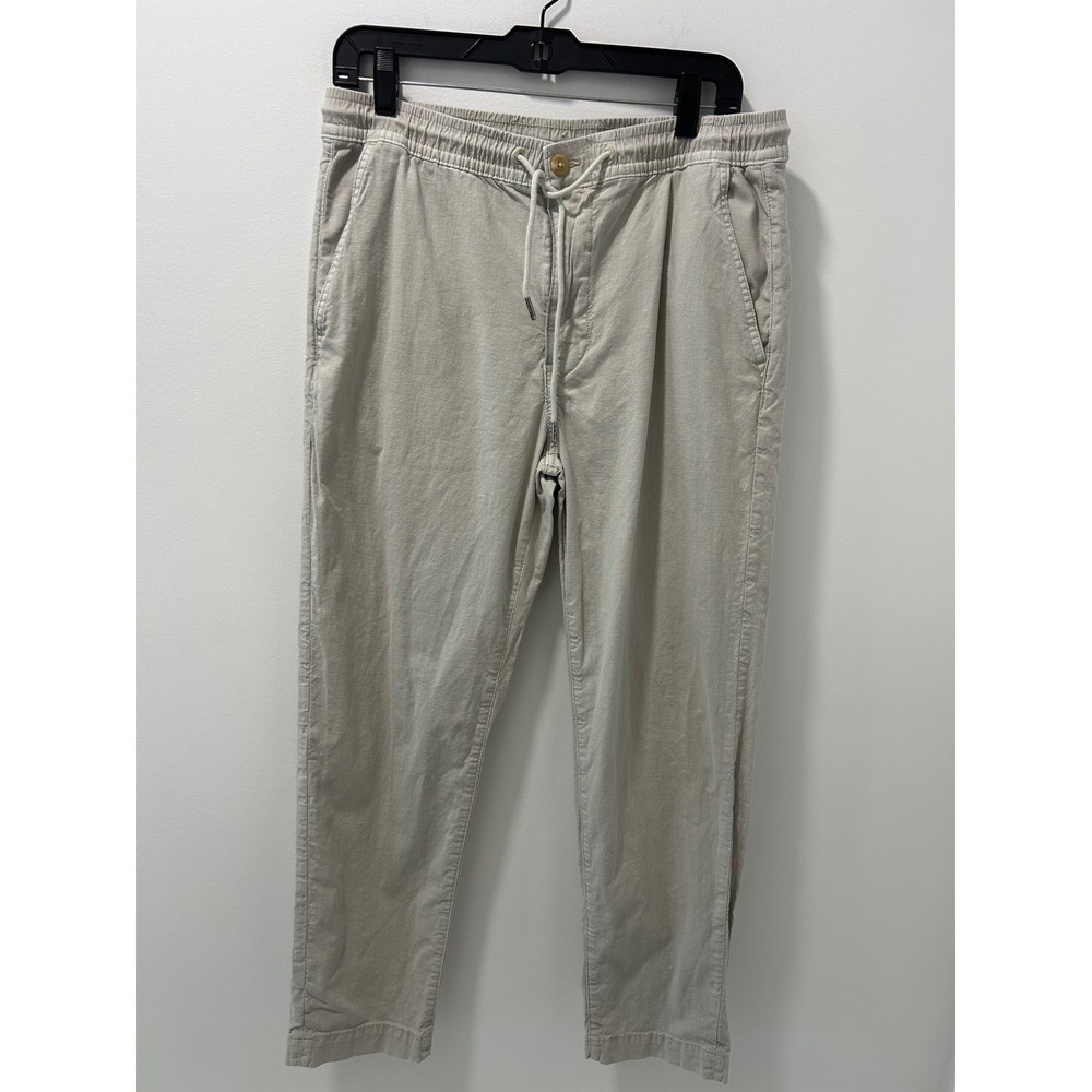 American Eagle Mens Flex Linen Blend Jogger Pants Tan Khaki Drawstring Size M